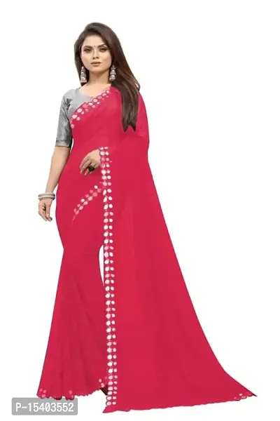 Mannequin Adriel Crearion Women's Solid Georgette 5.5 Meter Saree with 5.5 Meter Unstitched Blouse Piece (Gajari)