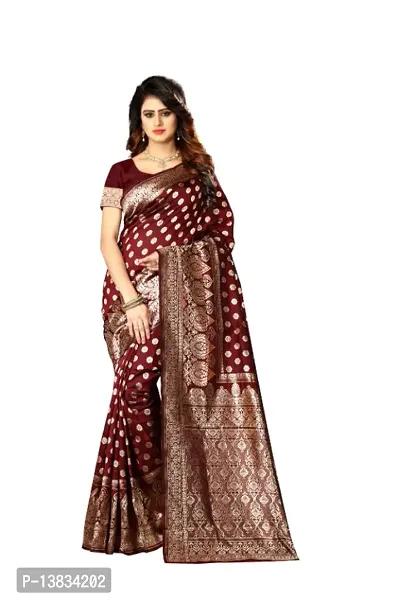 Woven Kanjivaram Silk Blend Saree-thumb0