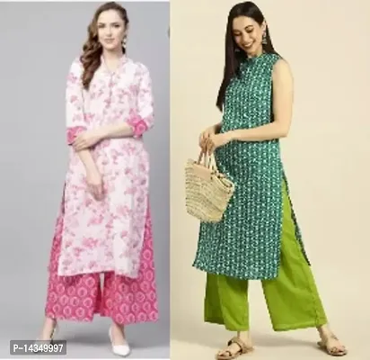 Stylish Rayon Printed Kurta Bottom Set For Women Pack Of 2-thumb0