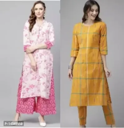 Stylish Rayon Printed Kurta Bottom Set For Women Pack Of 2-thumb0