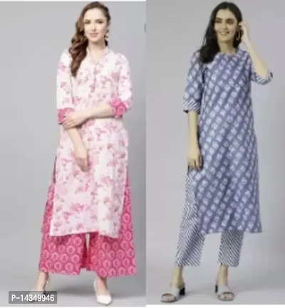 Stylish Rayon Printed Kurta Bottom Set For Women Pack Of 2-thumb0