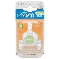 Dr. Brown's Dr.Brown's Dr Silicone Wide Neck Natural Flow Teat (Pack of 2, White)-thumb2