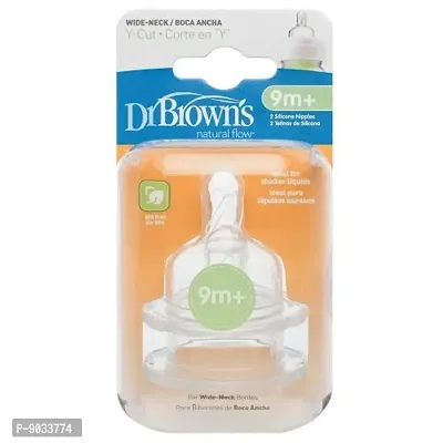 Dr. Brown's Dr.Brown's Dr Silicone Wide Neck Natural Flow Teat (Pack of 2, White)-thumb3