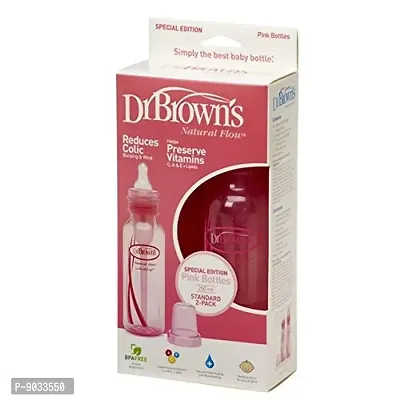 Dr. Brown's Natural Flow Feeding Bottle 2pk 250ml (Pink, Standard, 8Oz)-thumb3