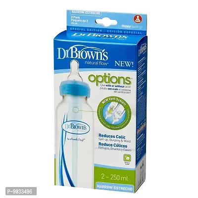 Dr. Brown's Narrow Neck Options Baby Bottle 8oz 2 Pack of 2, Blue)-thumb2