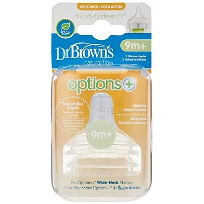 Dr. Brown's Twin Pack Y-Cut Wide Neck Silicone Options+ Nipple (Clear)