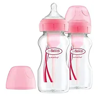Dr. Brown's Options Wide Neck Bottle (270 Ml, Pink, Pack of 2)-thumb1