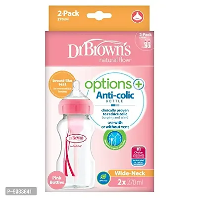 Dr. Brown's Options Wide Neck Bottle (270 Ml, Pink, Pack of 2)-thumb4