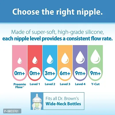 Dr. Brown's Options+ Wide-Neck Baby Bottle Nipple, Level 1 (0 Months+), 6 Count-thumb5