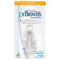 Dr. Brown's Silicone Natural Flow Level 3 Narrow Nipple (Clear) - Set of 2-thumb1