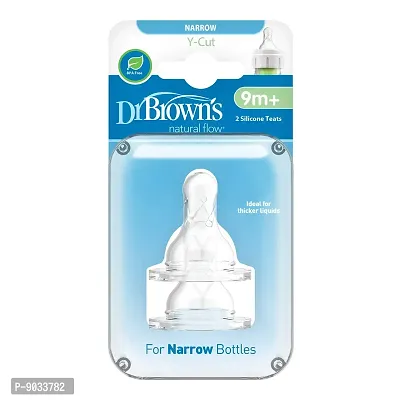 Dr. Brown's Natural Flow Narrow Neck Nipple (Pack of 2, White)