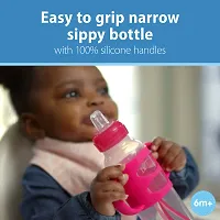 Dr. Brown's Options+ Sippy Spout Baby Bottle with 100% Silicone Handle, Pink, 8 Ounce-thumb1
