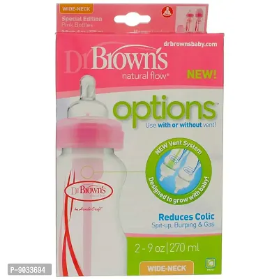 Dr. Brown's Bpa Free Options 9 Ounce Wide Neck Bottles (Pink, Pack of 2)