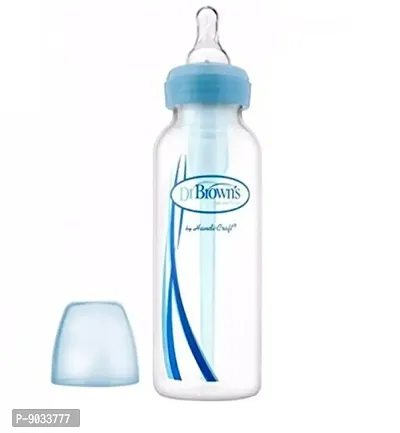 Dr. Brown's Natural Flow Options Polypropylene Standard Neck Baby Bottle (250 Ml, Blue)