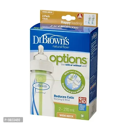 Dr. Brown's Options Wide Neck Bottle 9 Oz (Pack of 2, White)-thumb2