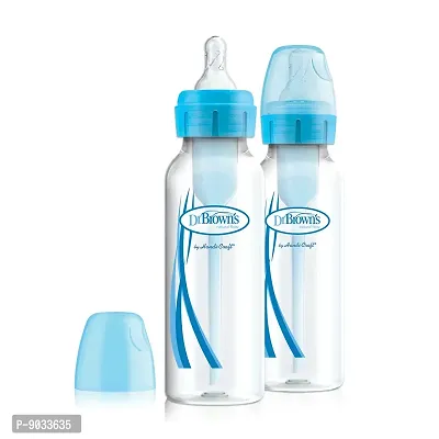 Dr. Brown's Natural Flow Options Standard Neck Baby Bottle (250 Ml, Blue, Set of 2)