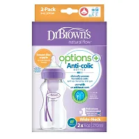 Dr. Brown's Natural Flow Options Wide Neck Baby Bottle (270 Ml, Set of 2)-thumb1