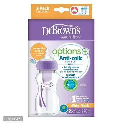 Dr. Brown's Natural Flow Options Wide Neck Baby Bottle (270 Ml, Set of 2)-thumb2