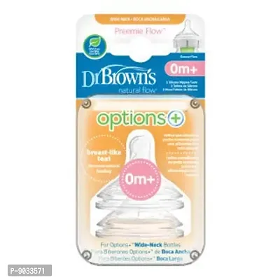 Dr. Brown's Options+ Wide Neck Baby Bottle Nipple (Pack Of 2, White)-thumb0
