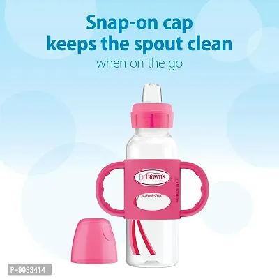 Dr. Brown's Options+ Sippy Spout Baby Bottle with 100% Silicone Handle, Pink, 8 Ounce-thumb4