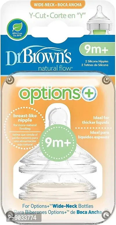 Dr. Brown's Dr.Brown's Dr Silicone Wide Neck Natural Flow Teat (Pack of 2, White)