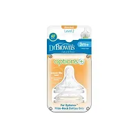 Dr. Brown's Options Plus Wide Neck Level 2 Teats Twin Pack (20 ml, Pack of 2, White)-thumb1