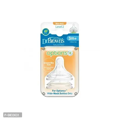 Dr. Brown's Options Plus Wide Neck Level 2 Teats Twin Pack (20 ml, Pack of 2, White)-thumb2