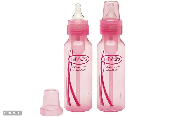 Dr. Brown's Natural Flow Feeding Bottle 2pk 250ml (Pink, Standard, 8Oz)