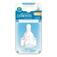 Dr. Brown's Silicone Natural Flow Level 3 Narrow Nipple (Clear) - Set of 2-thumb2