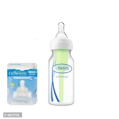 Dr. Brown's Natural Flow Standard Neck Bottle with Level 2 Sta (Pack of 1, Multicolor)-thumb0