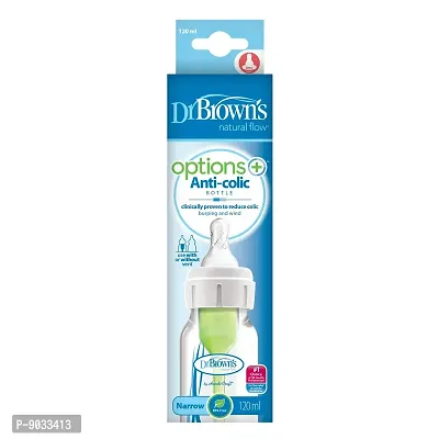 Dr. Brown's Narrow Bottle Natural Flow Options Anti-Colic Bottle(120 Ml, Pack of 1, White)-thumb2