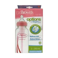 Dr. Brown's Natural Flow Feeding Bottle 2pk 250ml (Pink, Standard, 8Oz)-thumb1