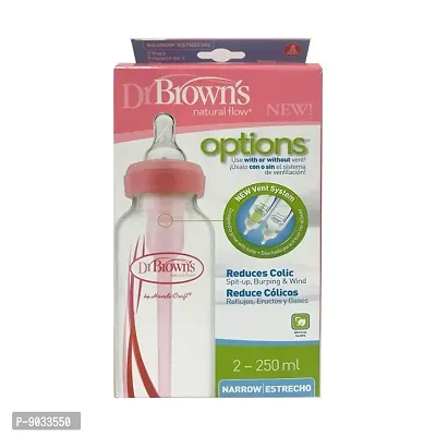 Dr. Brown's Natural Flow Feeding Bottle 2pk 250ml (Pink, Standard, 8Oz)-thumb2