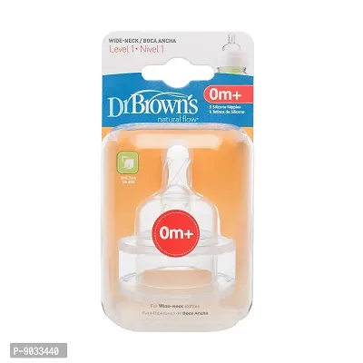 Dr Brown Level 1 Wide Neck Nipple (0 Months+)-thumb0