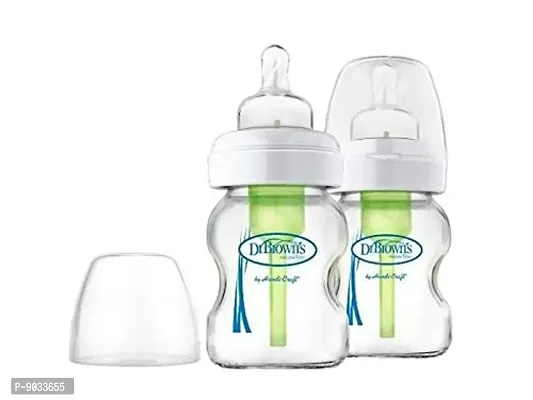 Dr. Brown's Natural Flow Options Wide Neck Baby Bottle (150 Ml, Clear, Set of 2)-thumb0