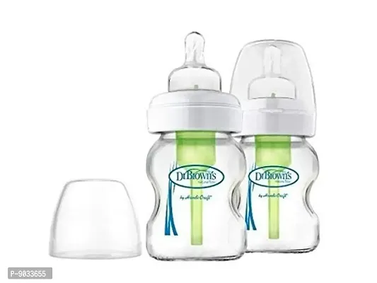 Dr. Brown's Natural Flow Options Wide Neck Baby Bottle (150 Ml, Clear, Set of 2)-thumb2
