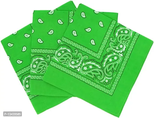 PAROPKAR 3 Pack Bandanas for Men & Women, Novelty Print Paisley Bandana Headband Scarf Handkerchiefs Wristband Cowboy Neckerchief Head Wrap Face Mask Gift Sets, (Green)