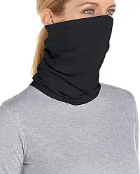 PAROPKAR Under Scarf Hijab Cap Under Caps for Turban Head Wraps Scarf Solid Colour Unisex Stretch Dreadlocks Tube Neck Gaiter Bandana face Mask (Black Grey)-thumb2