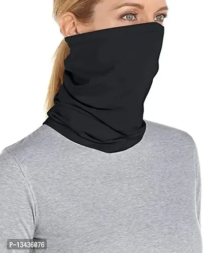 PAROPKAR Under Scarf Hijab Cap Under Caps for Turban Head Wraps Scarf Solid Colour Unisex Stretch Dreadlocks Tube Neck Gaiter Bandana face Mask (Black Grey)-thumb3