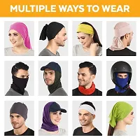 PAROPKAR Under Scarf Hijab Cap Under Caps for Turban Head Wraps Scarf Solid Colour Unisex Stretch Dreadlocks Tube Neck Gaiter Bandana face Mask (Pink Black)-thumb3