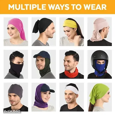 PAROPKAR Under Scarf Hijab Cap Under Caps for Turban Head Wraps Scarf Solid Colour Unisex Stretch Dreadlocks Tube Neck Gaiter Bandana face Mask (Pink Black)-thumb4