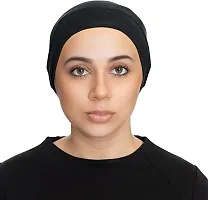 PAROPKAR Under Scarf Hijab Cap Under Caps for Turban Head Wraps Scarf Solid Colour Unisex Stretch Dreadlocks Tube Neck Gaiter Bandana face Mask (Black Grey)-thumb1