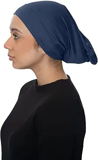 PAROPKAR Under Scarf Hijab Cap Under Caps for Turban Head Wraps Scarf Solid Colour Unisex Stretch Dreadlocks Tube Neck Gaiter Bandana face Mask (Black Blue)-thumb4