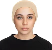 PAROPKAR Under Scarf Hijab Cap Under Caps for Turban Head Wraps Scarf Solid Colour Unisex Stretch Dreadlocks Tube Neck Gaiter Bandana face Mask (Beige Green)-thumb1