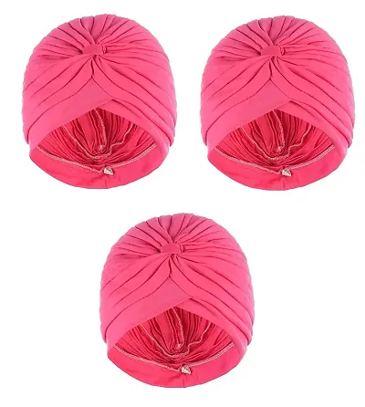 PAROPKAR Men's & Women's Pleated Head Wrap Knit Bonnet Turban/Pleated Stretchable Polyester Women?s Turban Head Cover/Sun Cap Pagri Pack of 3