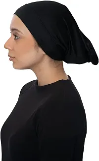 PAROPKAR Under Scarf Hijab Cap Under Caps for Turban Head Wraps Scarf Solid Colour Unisex Stretch Dreadlocks Tube Neck Gaiter Bandana face Mask (Black Blue)-thumb2