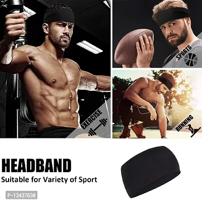 PAROPKAR Workout Sweat Bands Headbands for Men Women Sport Non-Slip Head Band,Moisture Wicking Hairband, Long Hair, Quick Dry, Running, Yoga, Hiking, Tennis, Exercise Fitness Gym (Peacock Blue Red Black)-thumb5