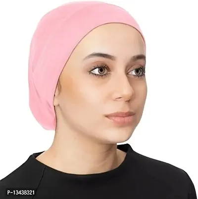 PAROPKAR Under Scarf Hijab Cap Under Caps for Turban Head Wraps Scarf Solid Colour Unisex Stretch Dreadlocks Tube Neck Gaiter Bandana face Mask (Contrast Beige)