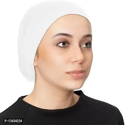 PAROPKAR Under Scarf Hijab Cap Under Caps for Turban Head Wraps Scarf Solid Colour Unisex Stretch Dreadlocks Tube Neck Gaiter Bandana face Mask (White)