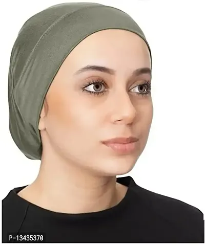PAROPKAR Under Scarf Hijab Cap Under Caps for Turban Head Wraps Scarf Solid Colour Unisex Stretch Dreadlocks Tube Neck Gaiter Bandana face Mask (Olive)